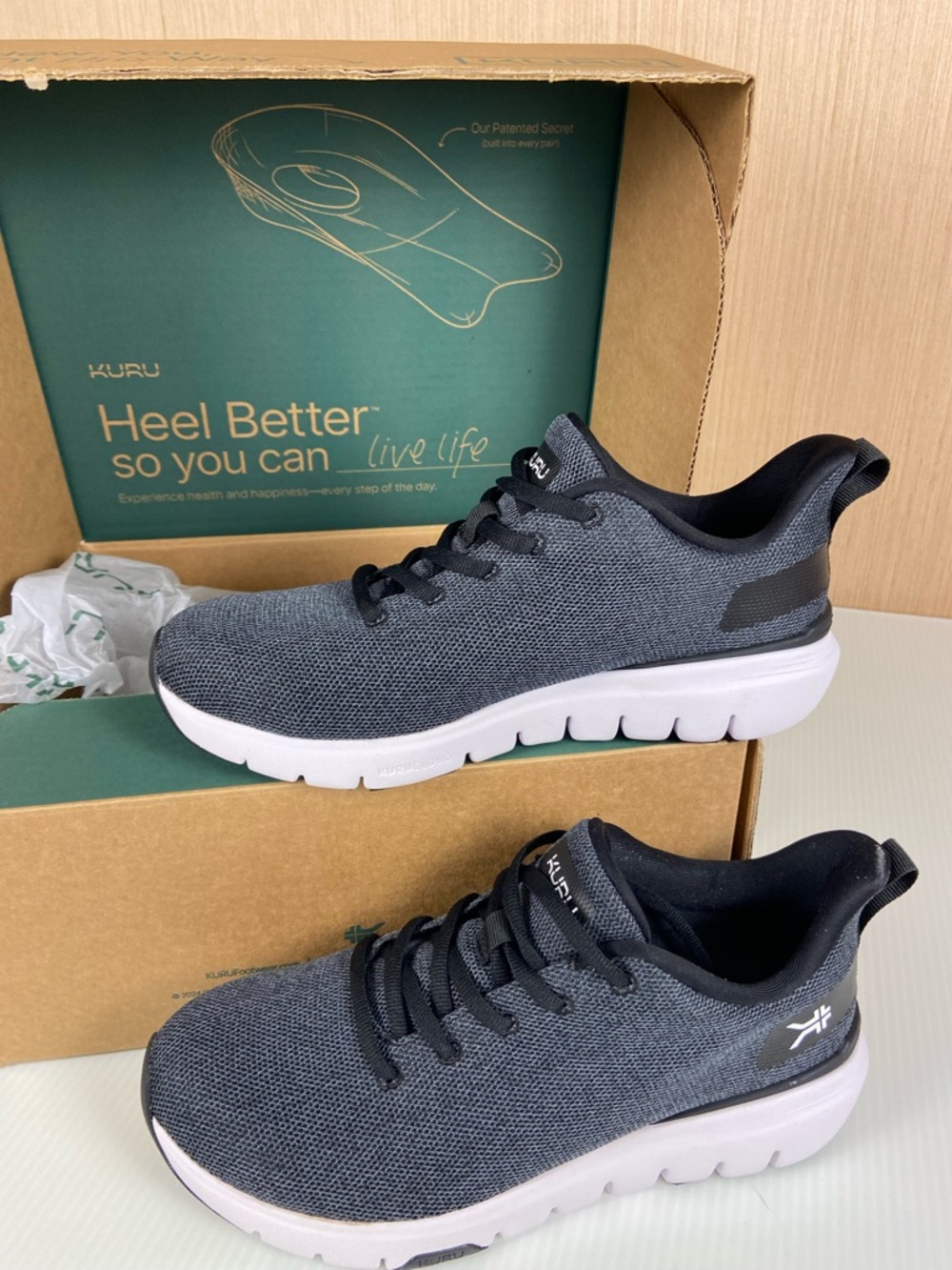 KURU Flex Via Sneakers Women’s 8 Black White Orthopedic Comfort NIB